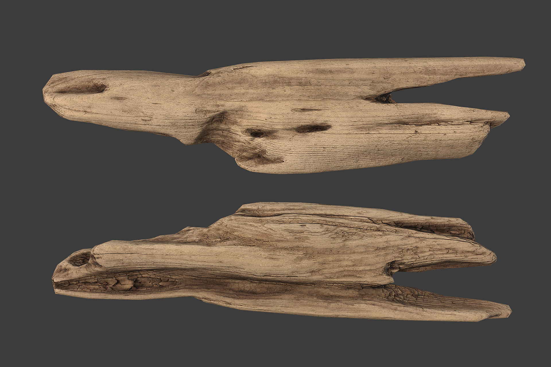 Scanned Logs Planks Sticks and Stumps Low-poly 3D model_47