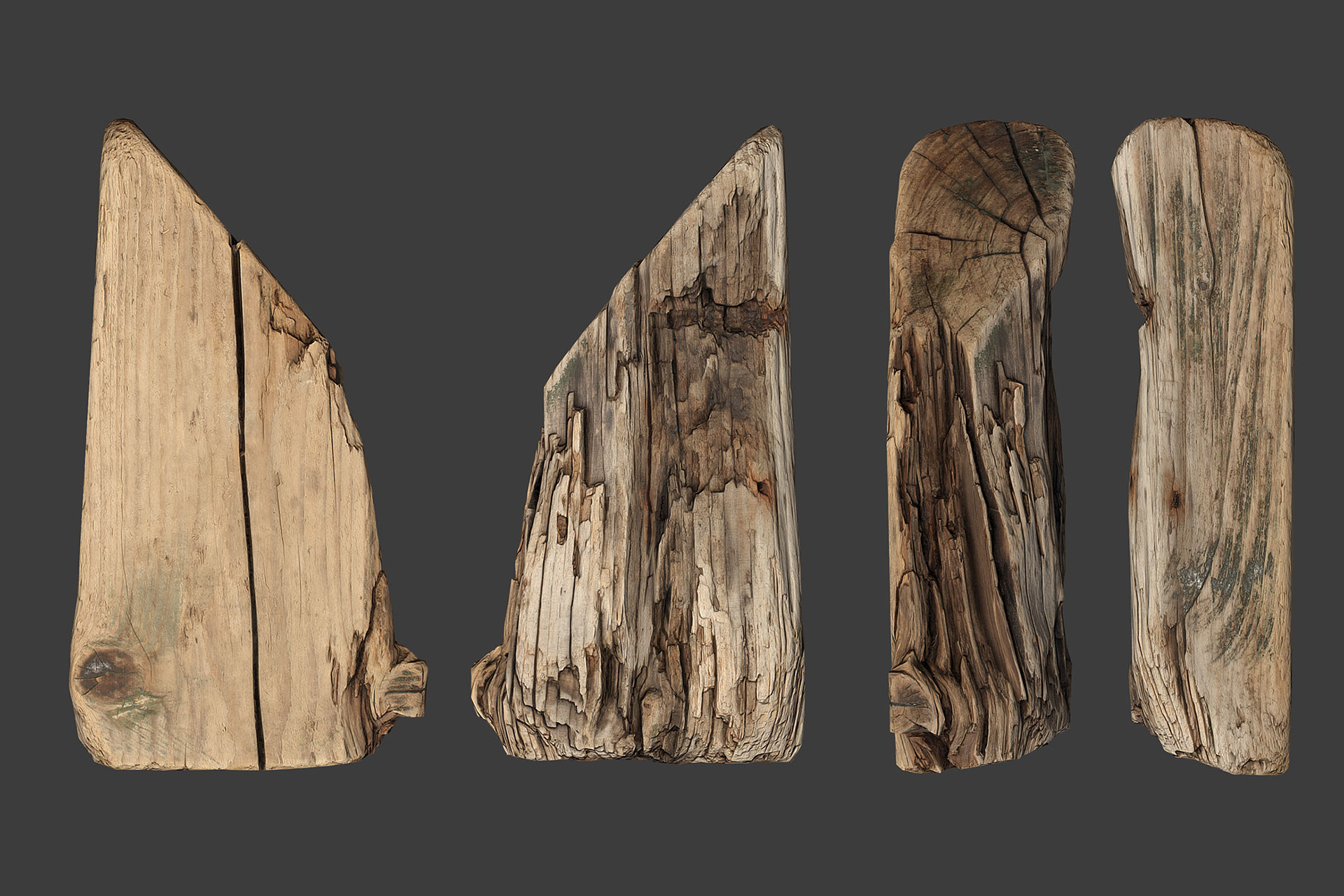 Scanned Logs Planks Sticks and Stumps Low-poly 3D model_38