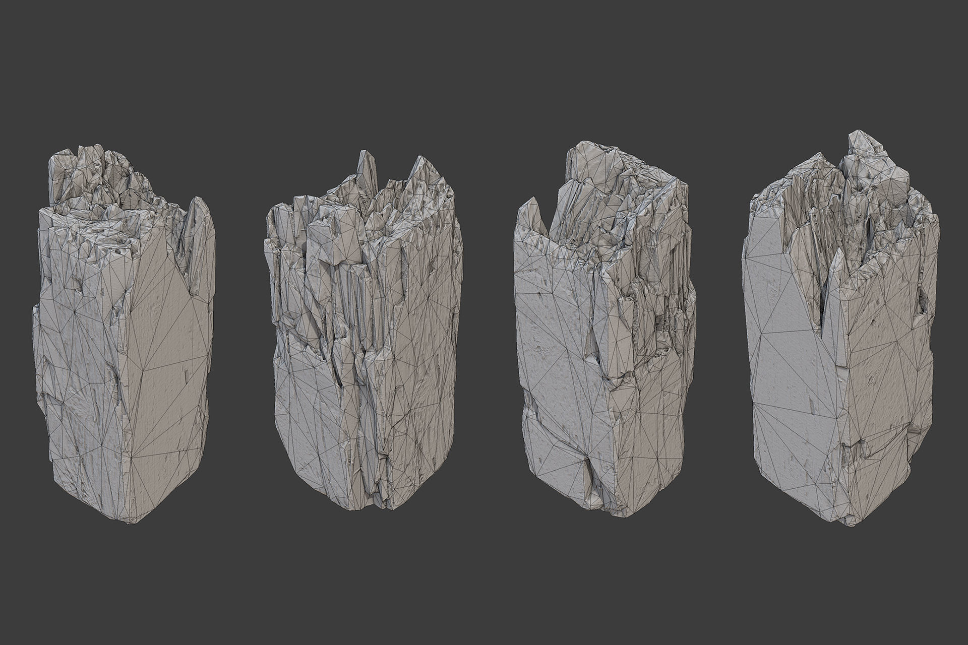Scanned Logs Planks Sticks and Stumps Low-poly 3D model_22