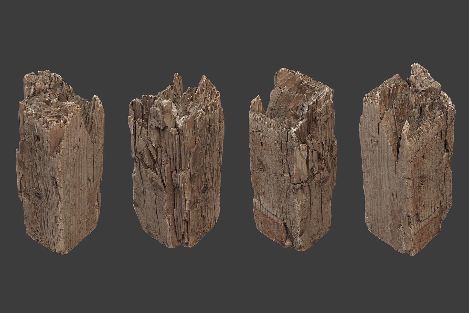 Scanned Logs Planks Sticks and Stumps Low-poly 3D model_21