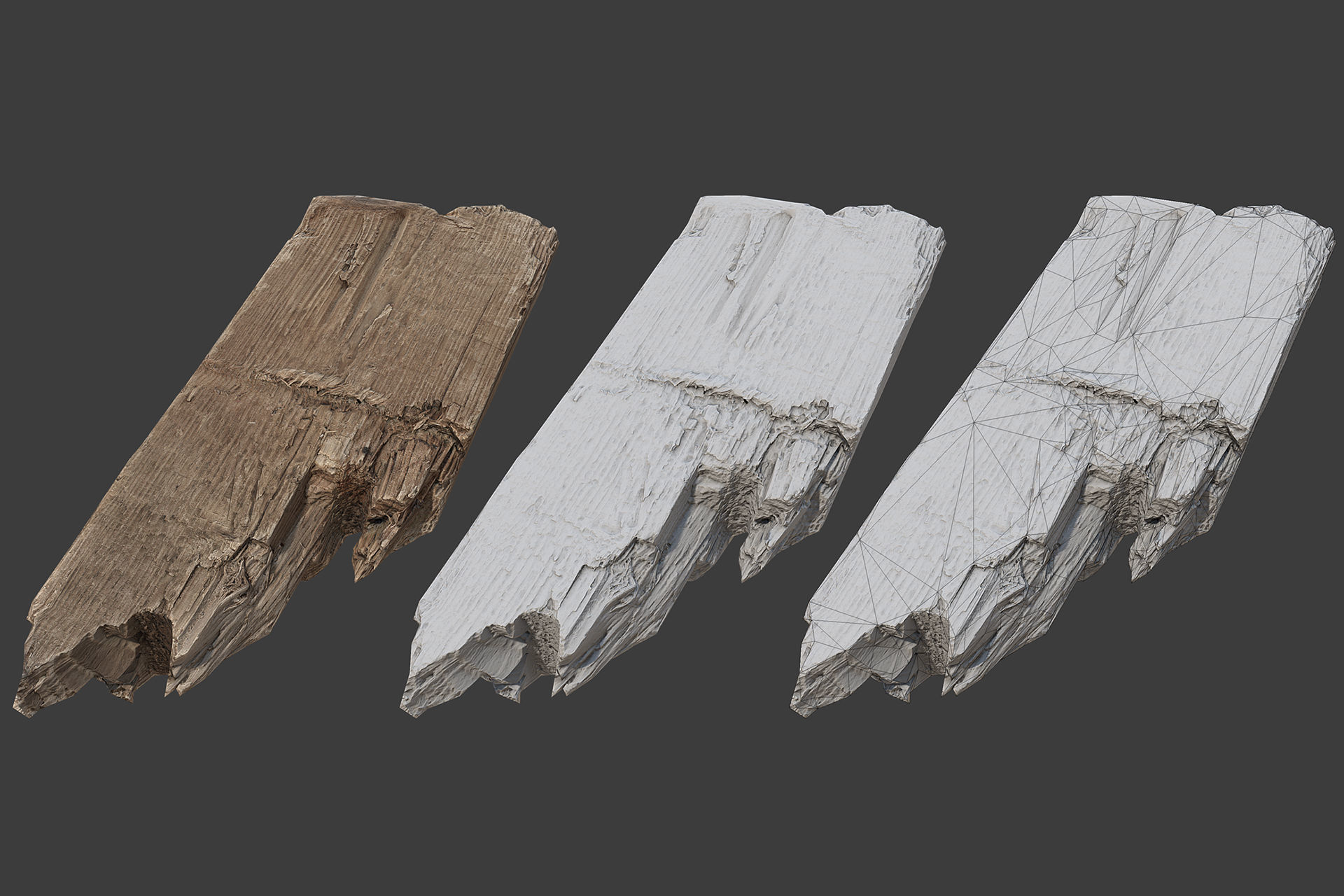 Scanned Logs Planks Sticks and Stumps Low-poly 3D model_19