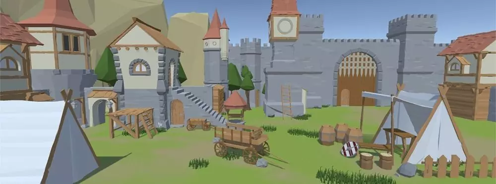 Cartoon Low Poly Village Free low-poly 3D model