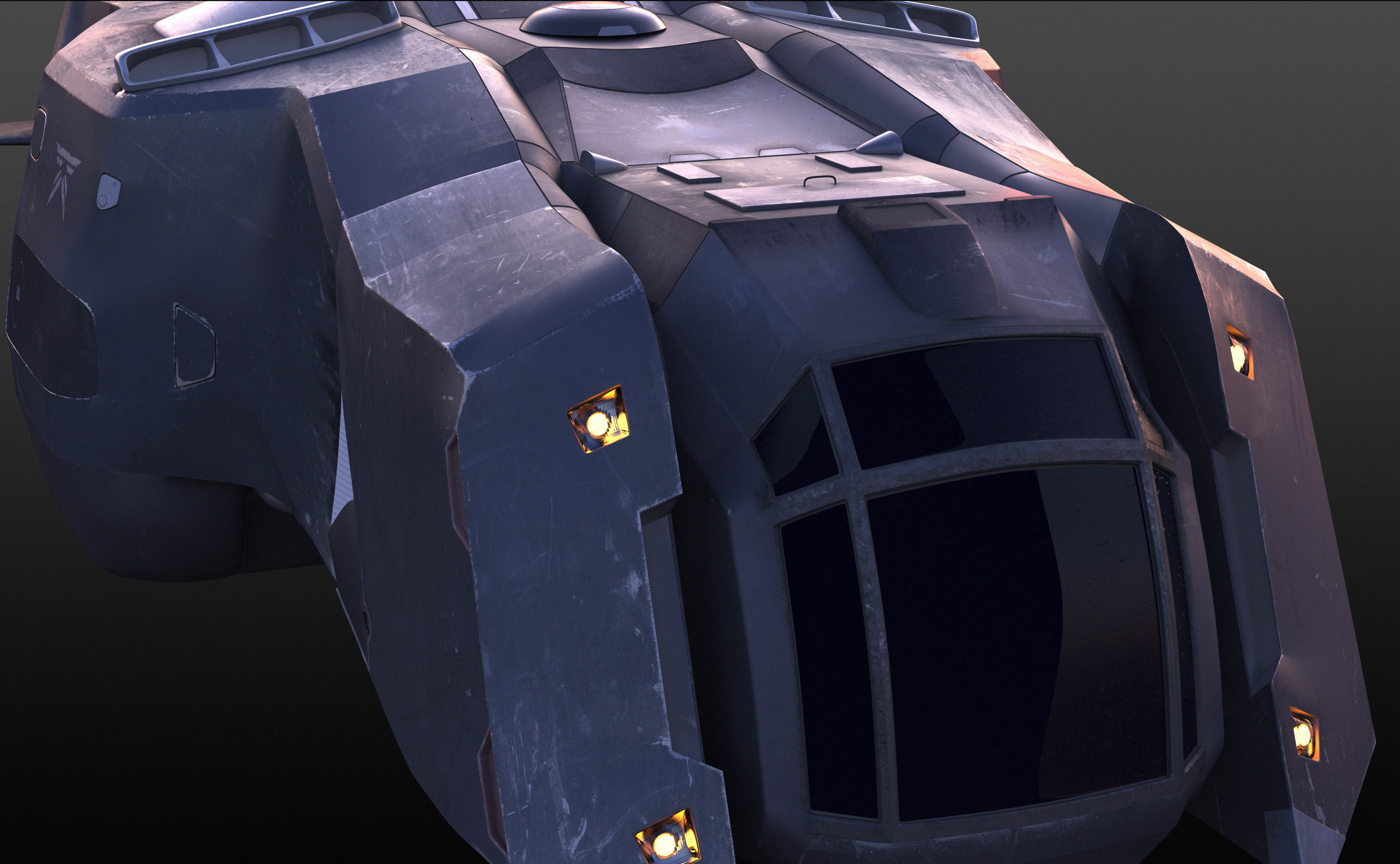 Futuristic Military Spaceship Low-poly 3D model_1