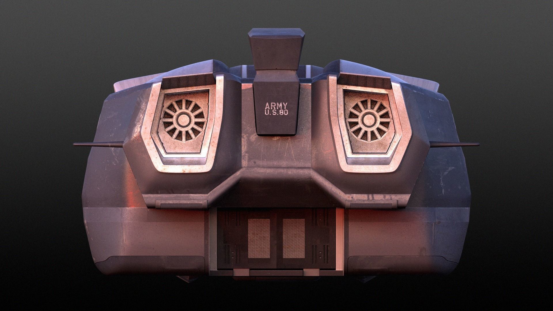 Futuristic Military Spaceship Low-poly 3D model_4