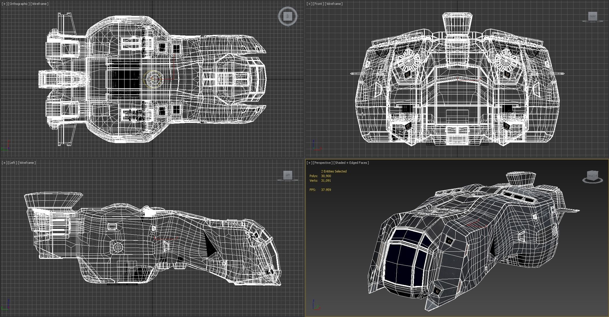 Futuristic Military Spaceship Low-poly 3D model_10