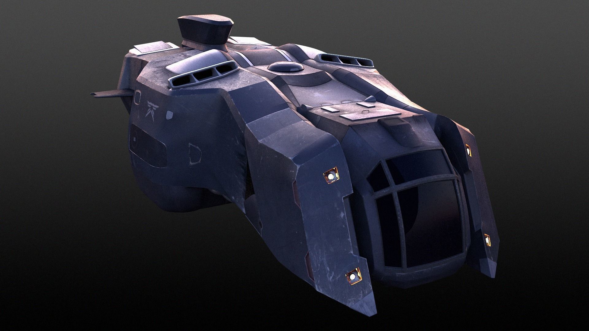 Futuristic Military Spaceship Low-poly 3D model_2