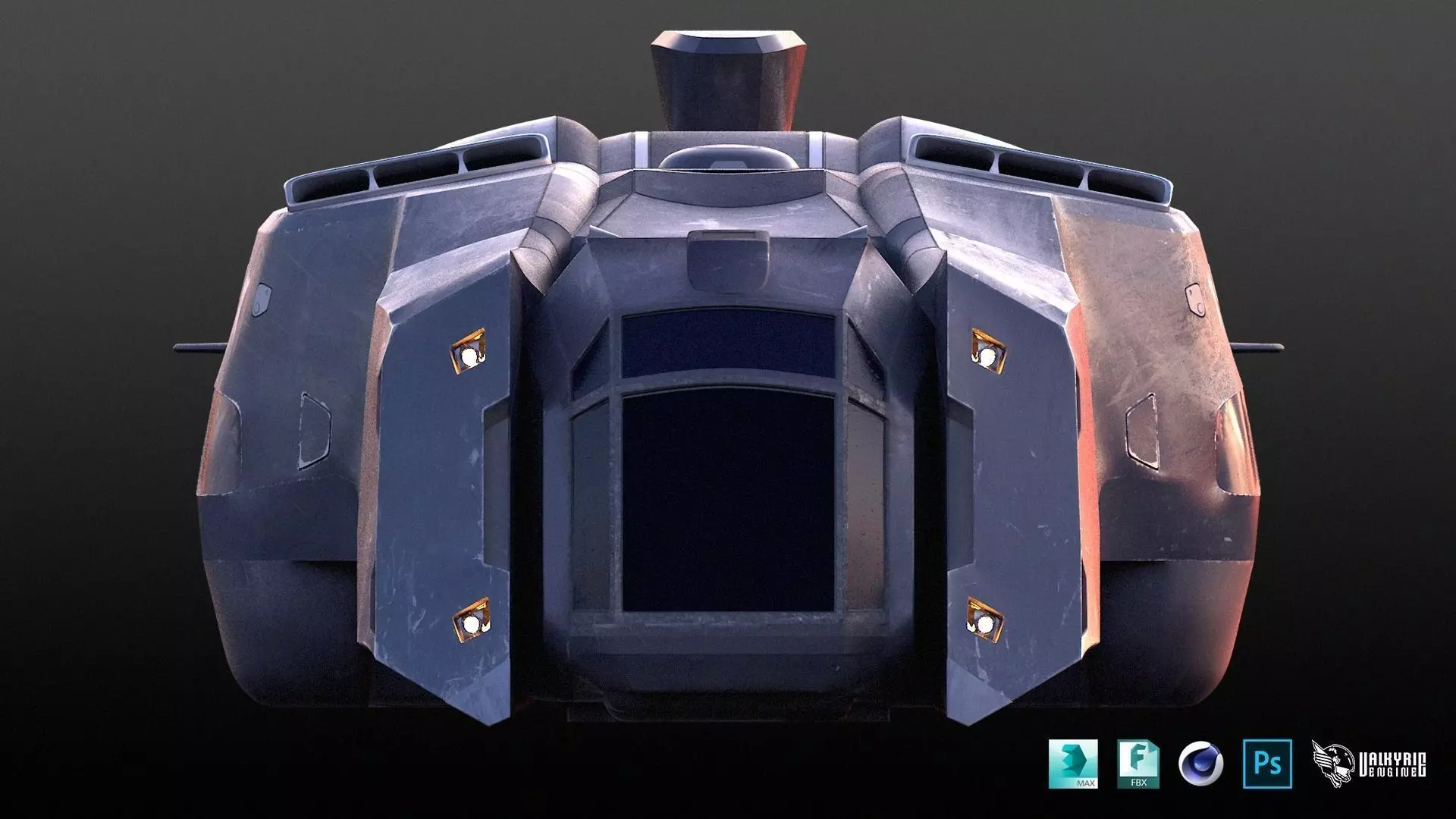 Futuristic Military Spaceship Low-poly 3D model_0