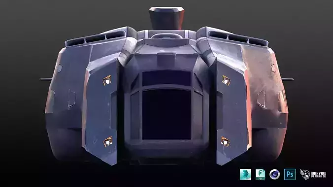 Futuristic Military Spaceship Low-poly 3D model