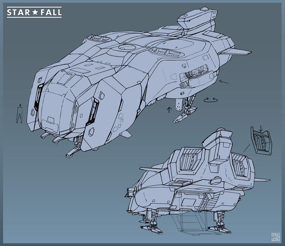 Futuristic Military Spaceship Low-poly 3D model_9