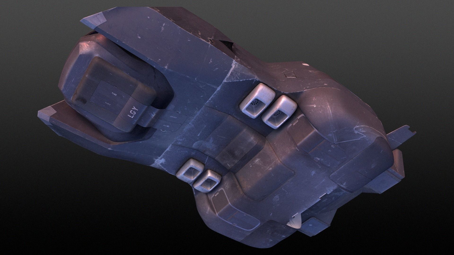 Futuristic Military Spaceship Low-poly 3D model_8