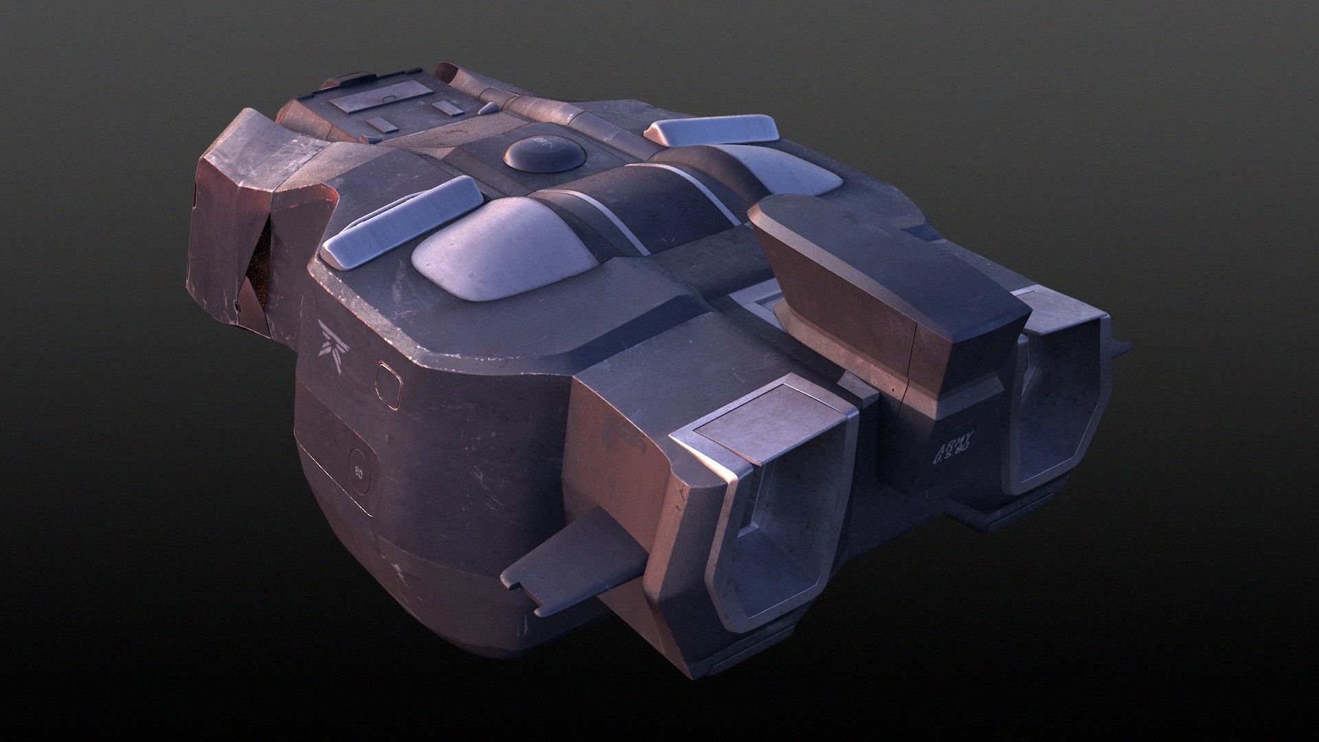 Futuristic Military Spaceship Low-poly 3D model_5