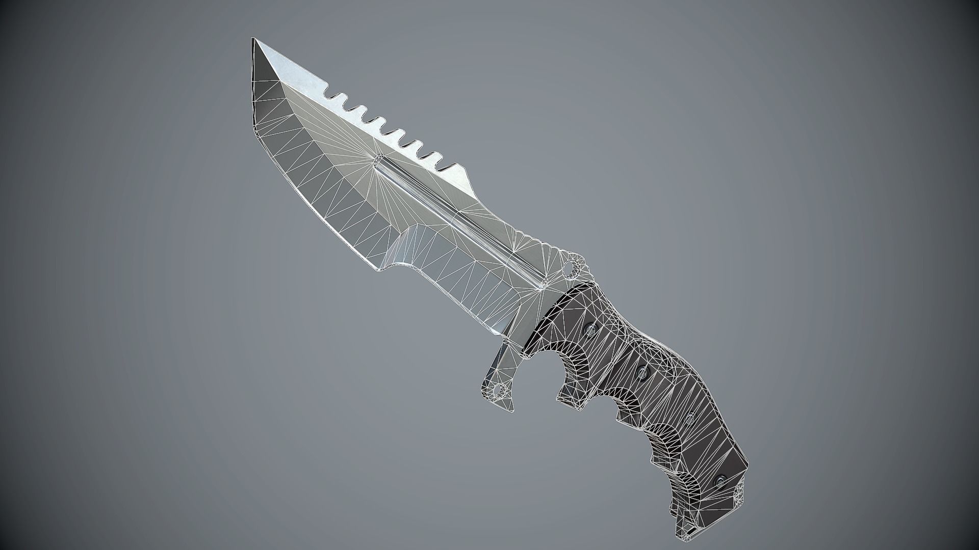 Combat Knife High Tech Low-poly 3D model_3