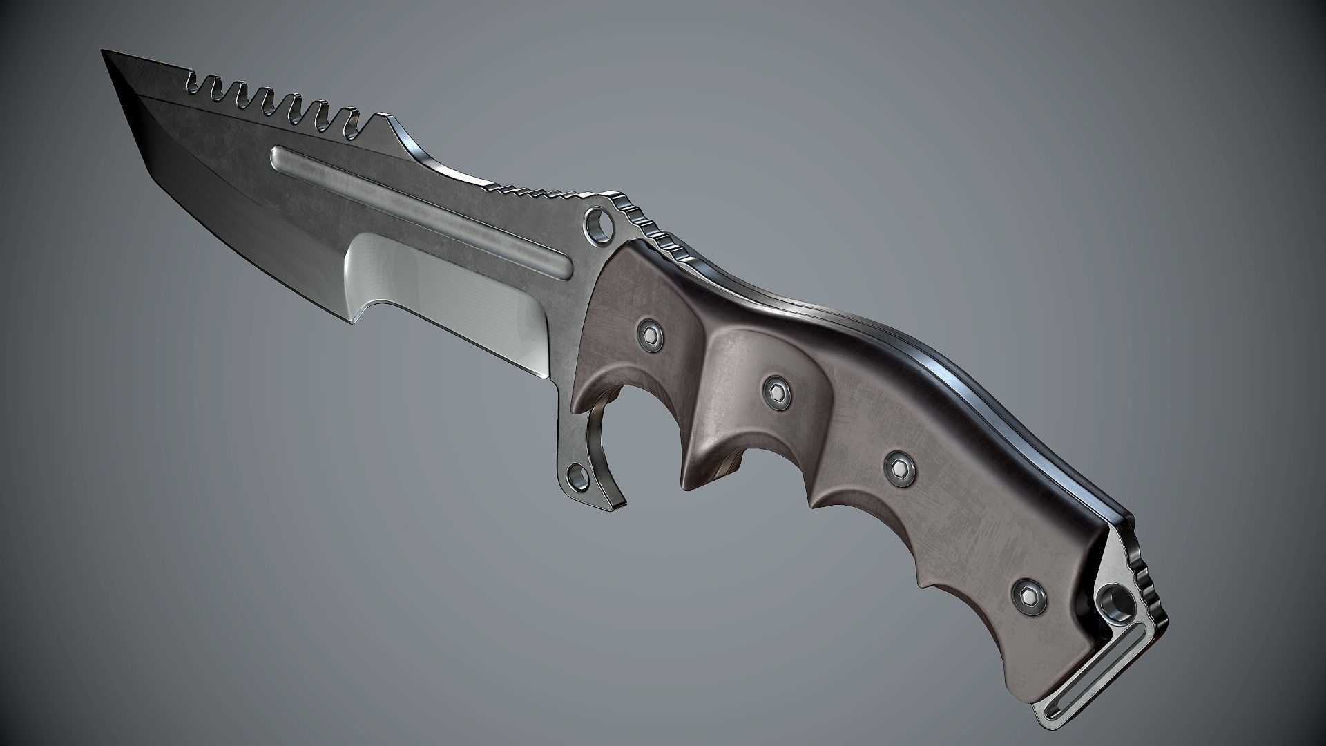 Combat Knife High Tech Low-poly 3D model_5