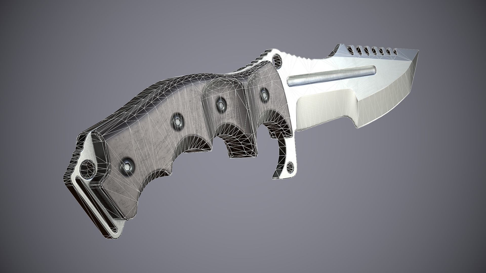 Combat Knife High Tech Low-poly 3D model_14