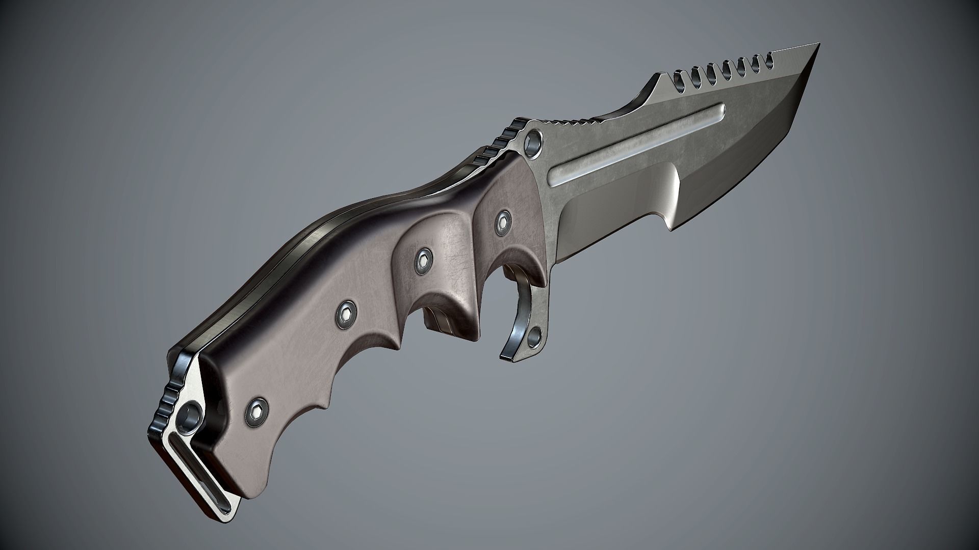Combat Knife High Tech Low-poly 3D model_4
