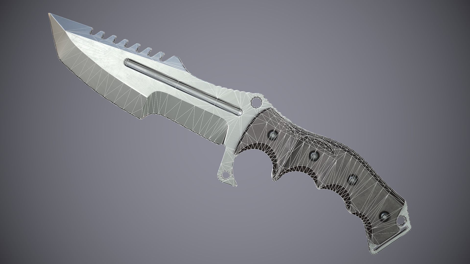 Combat Knife High Tech Low-poly 3D model_10