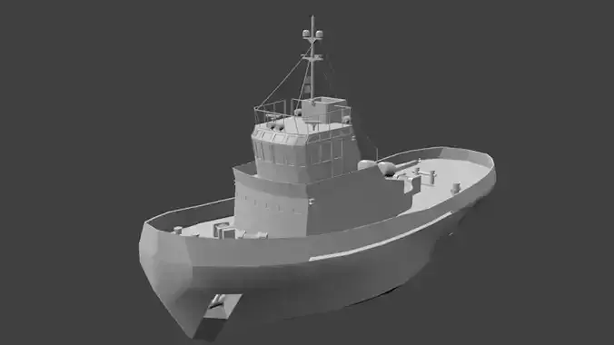 Tug Boat Low-poly 3D model