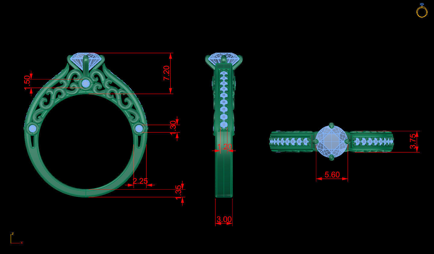 Ring 2 filigree engagement 3D print model_7