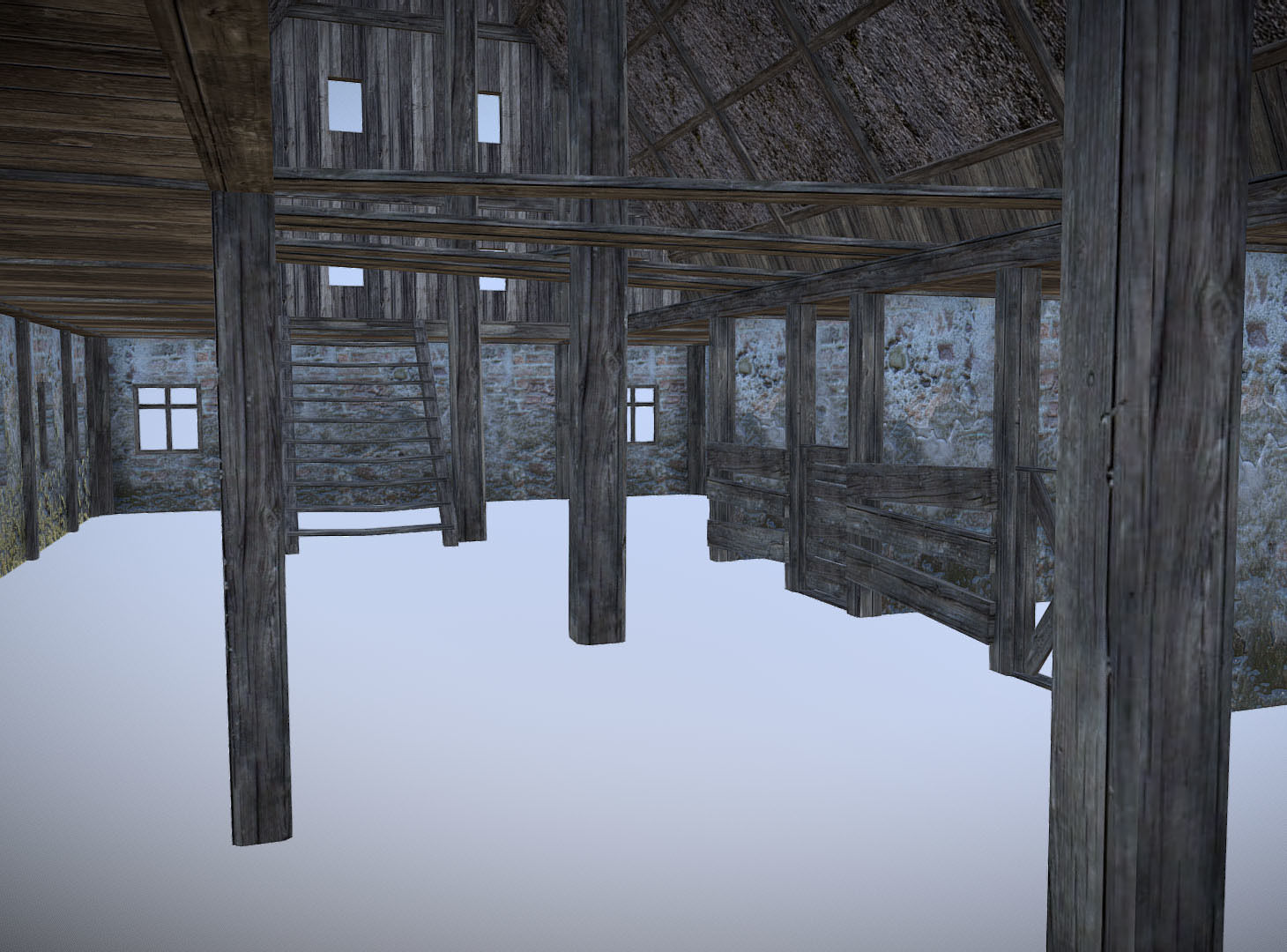 Medieval Barn Low-poly 3D model_2