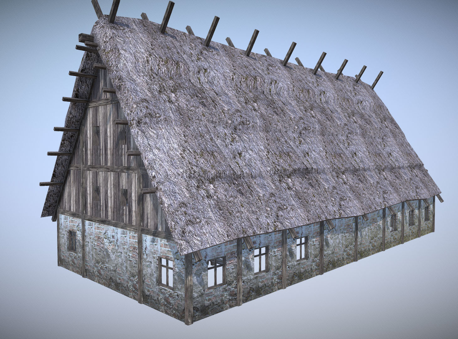 Medieval Barn Low-poly 3D model_3