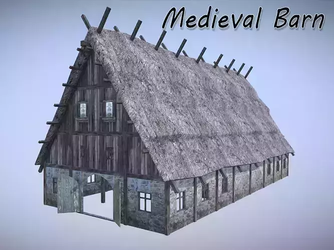 Medieval Barn Low-poly 3D model
