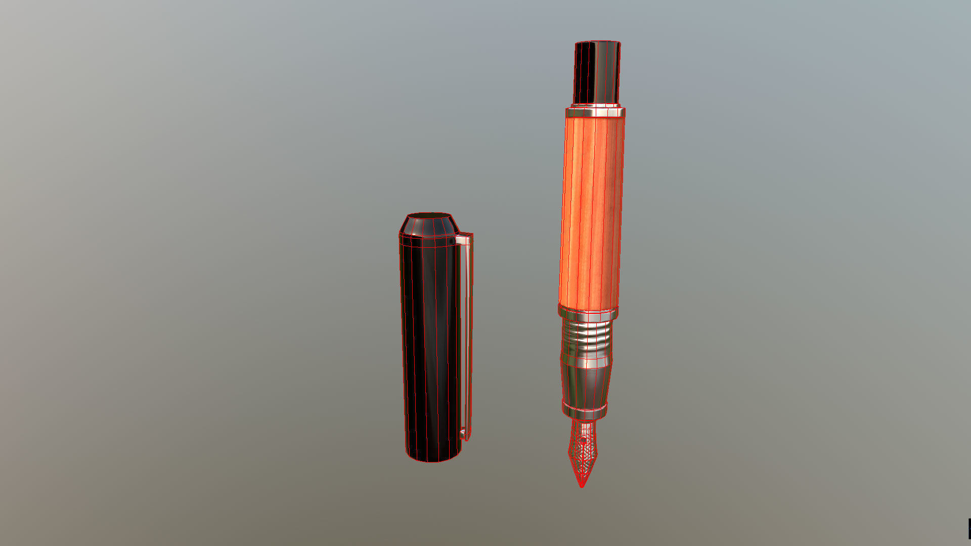 Fountain Pen Low-poly 3D model_10