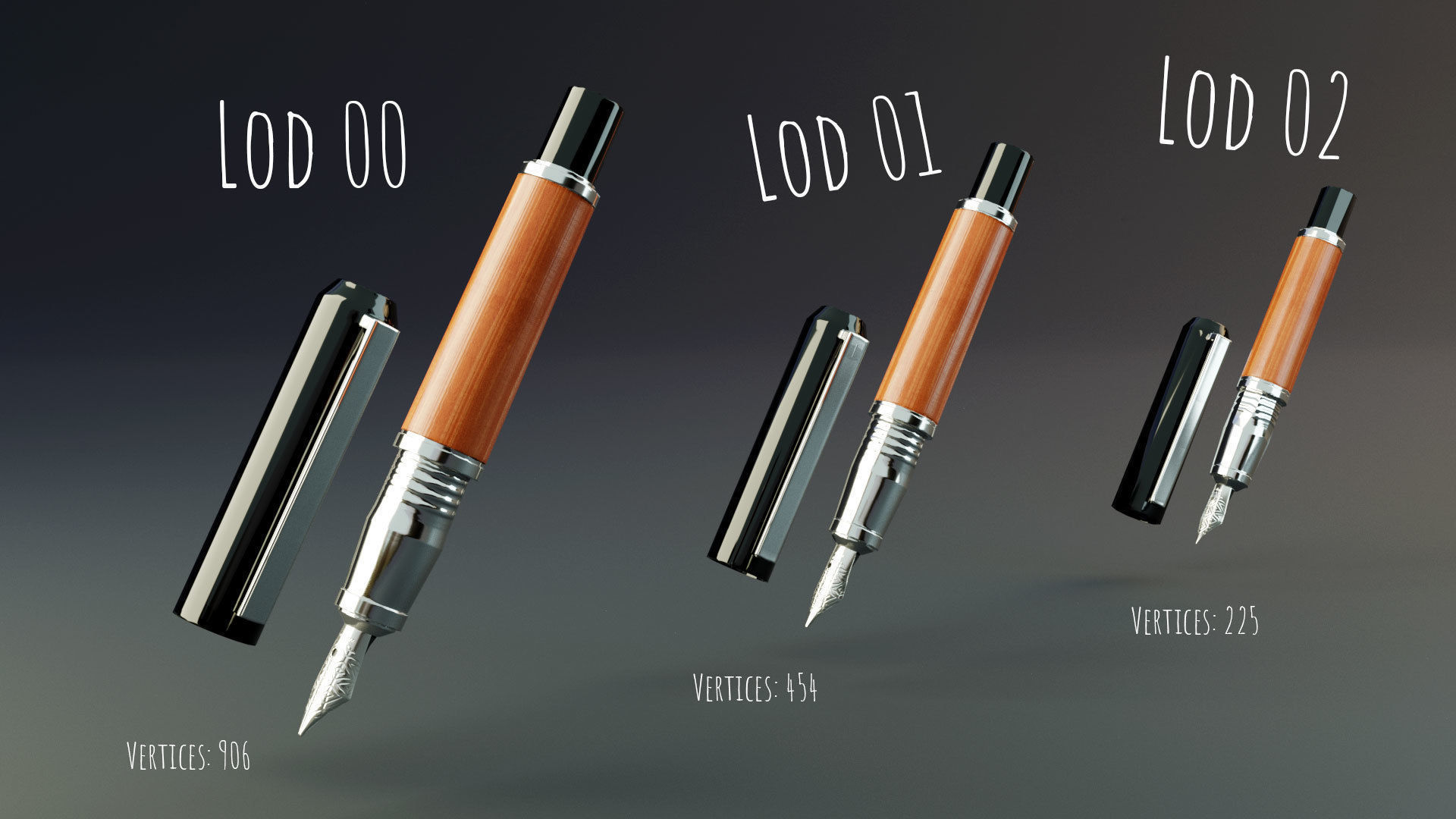 Fountain Pen Low-poly 3D model_3