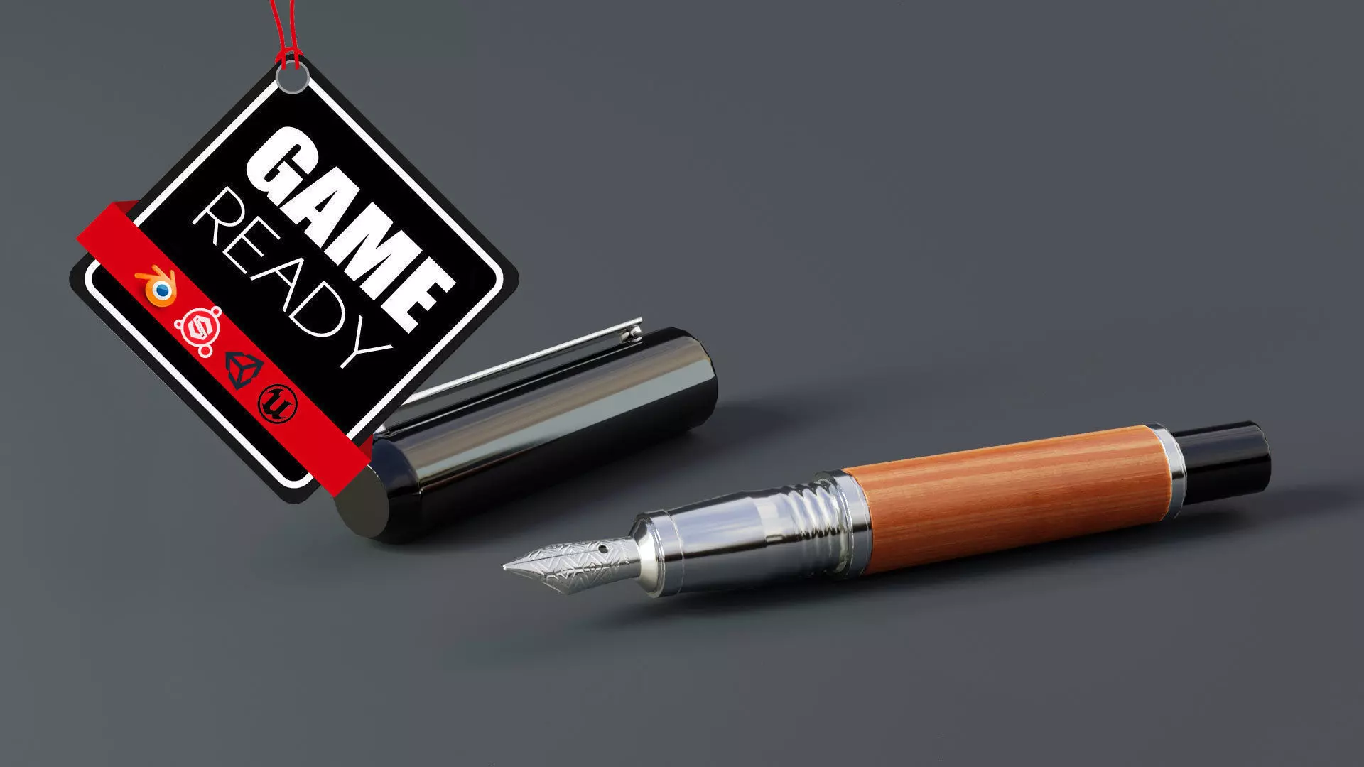 Fountain Pen Low-poly 3D model_0