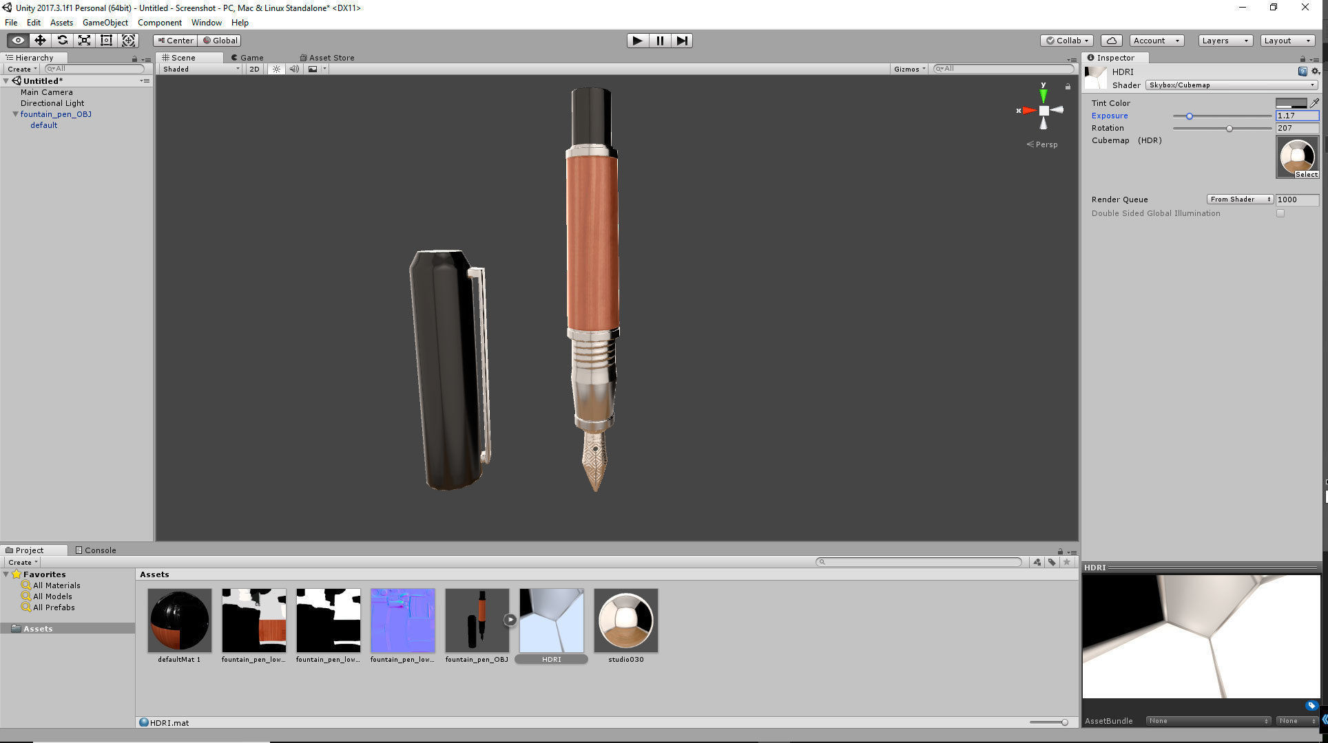 Fountain Pen Low-poly 3D model_6