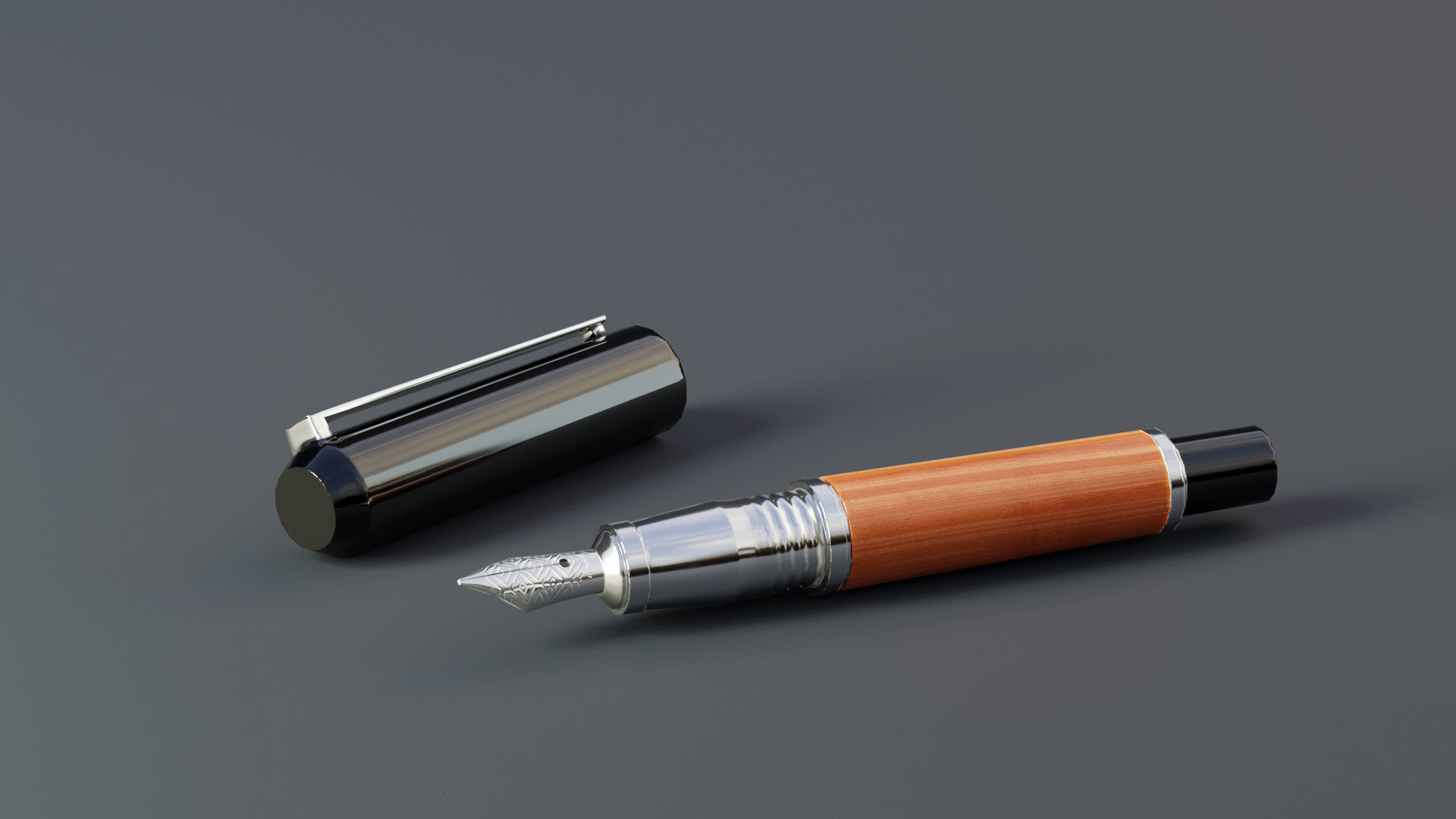 Fountain Pen Low-poly 3D model_4