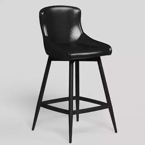 Black Bar Stool high detail leather Swivel