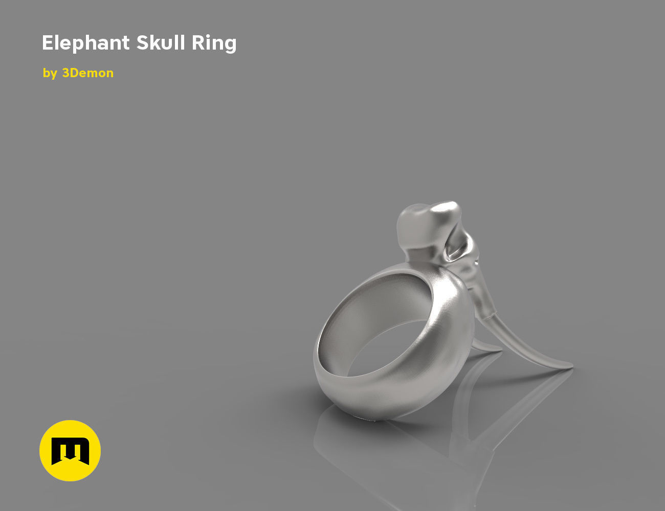 Elephant Skull and Ring Free 3D print model_1