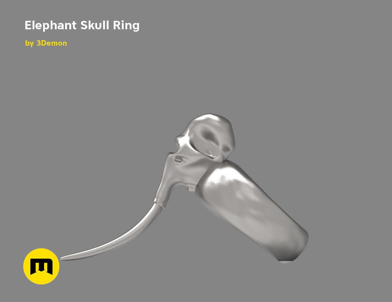 Elephant Skull and Ring Free 3D print model_3