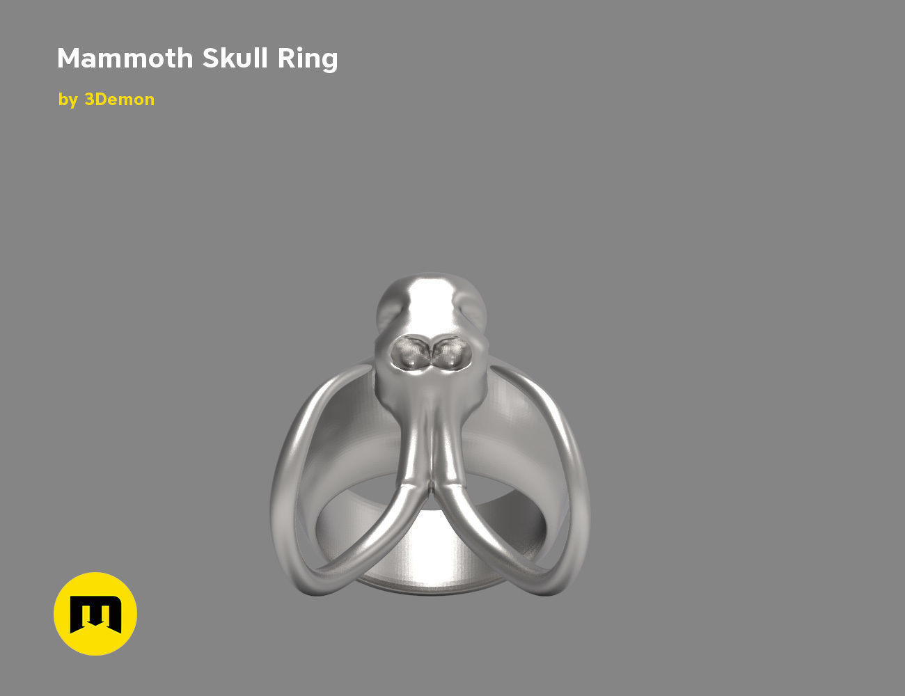 Mammoth Skull and Ring Free 3D print model_2