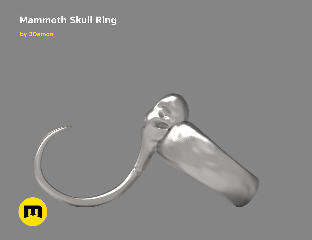 Mammoth Skull and Ring Free 3D print model_4