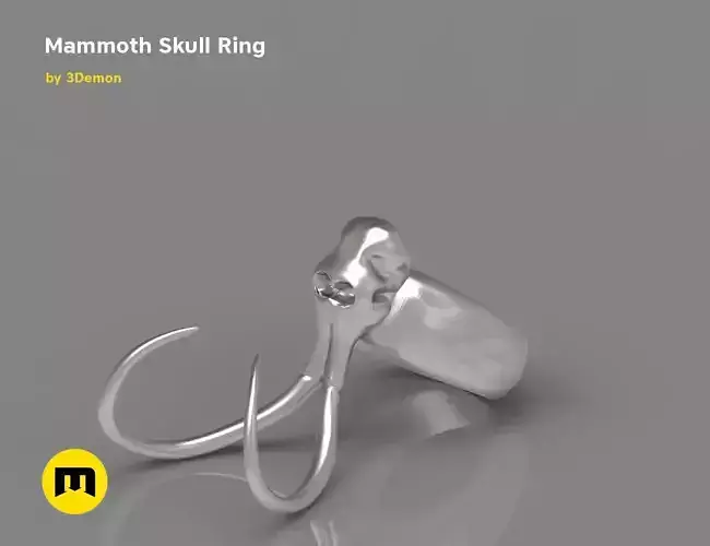 Mammoth Skull and Ring Free 3D print model