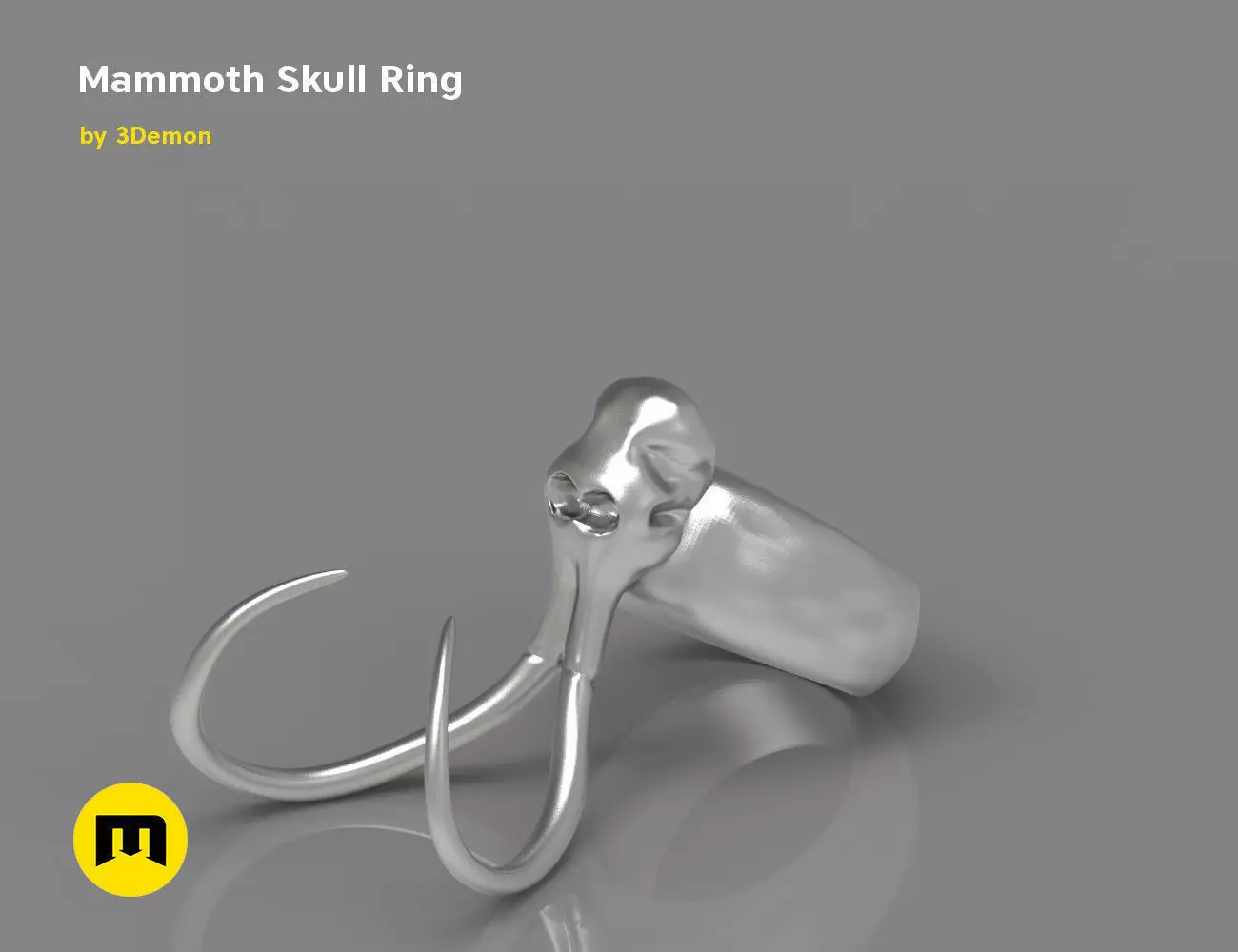 Mammoth Skull and Ring Free 3D print model_0