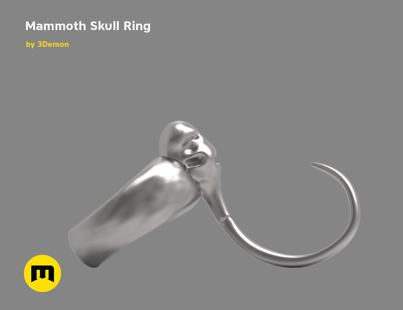 Mammoth Skull and Ring Free 3D print model_3