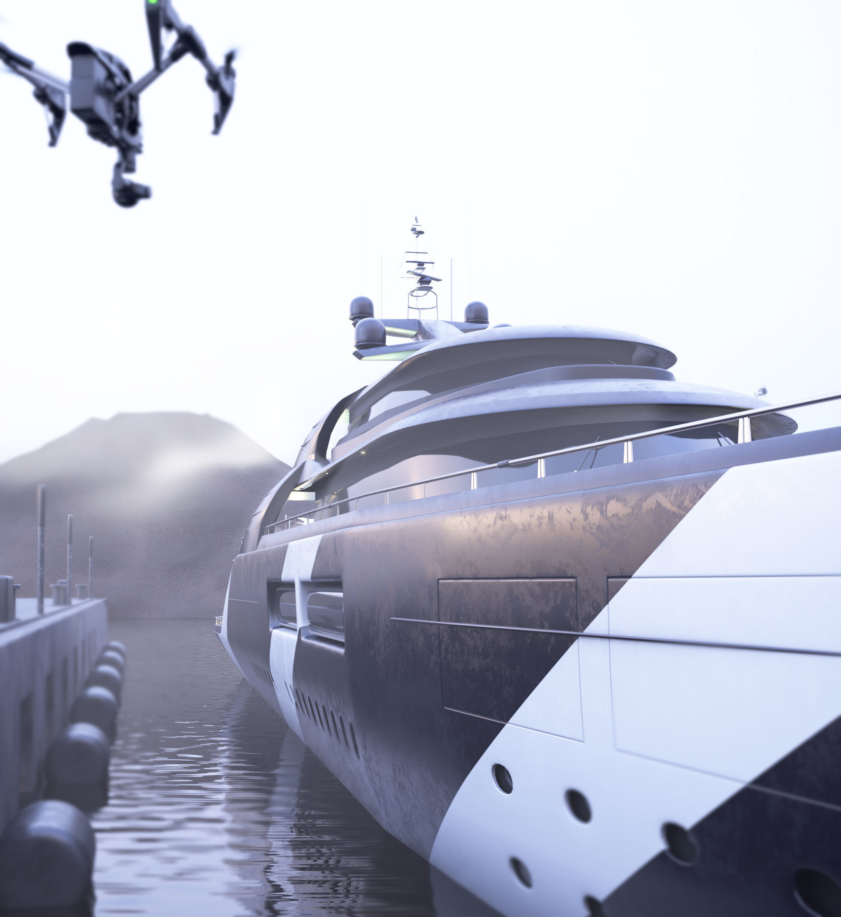 megayacht day and night scenes 3D model_7