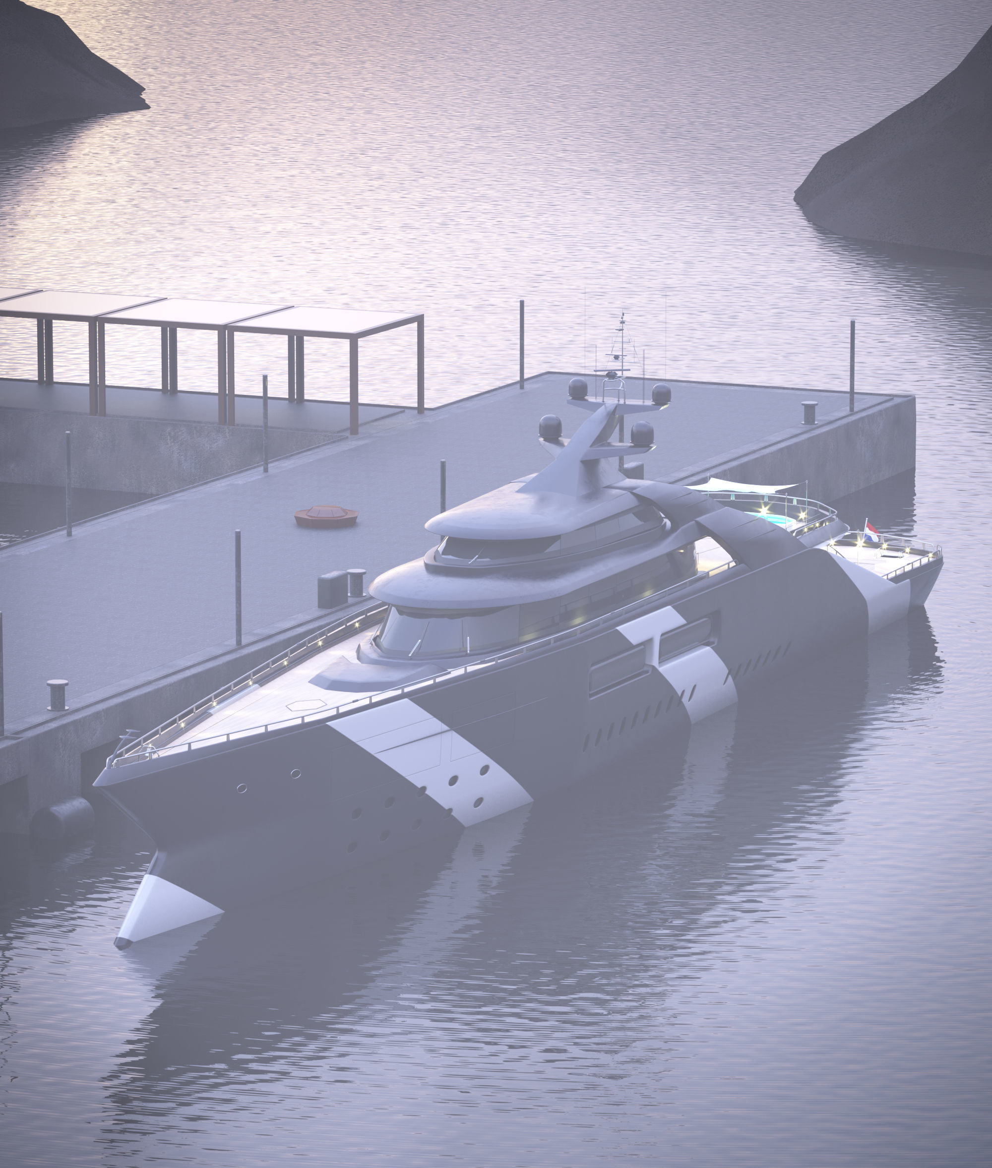 megayacht day and night scenes 3D model_19