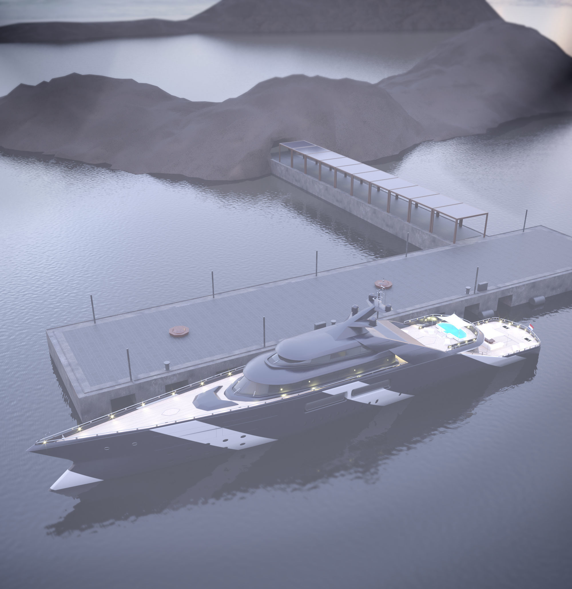 megayacht day and night scenes 3D model_18