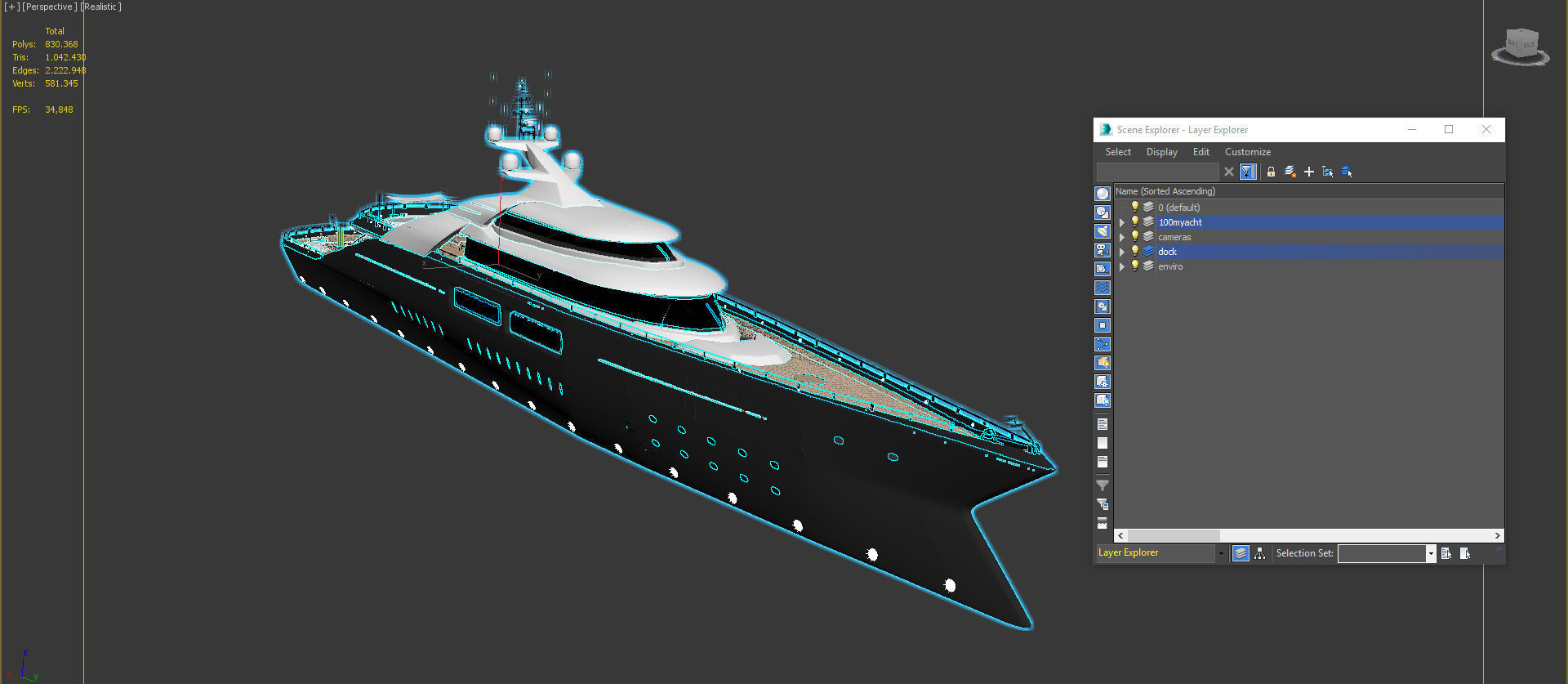 megayacht day and night scenes 3D model_11