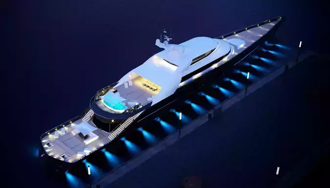 megayacht day and night scenes 3D model