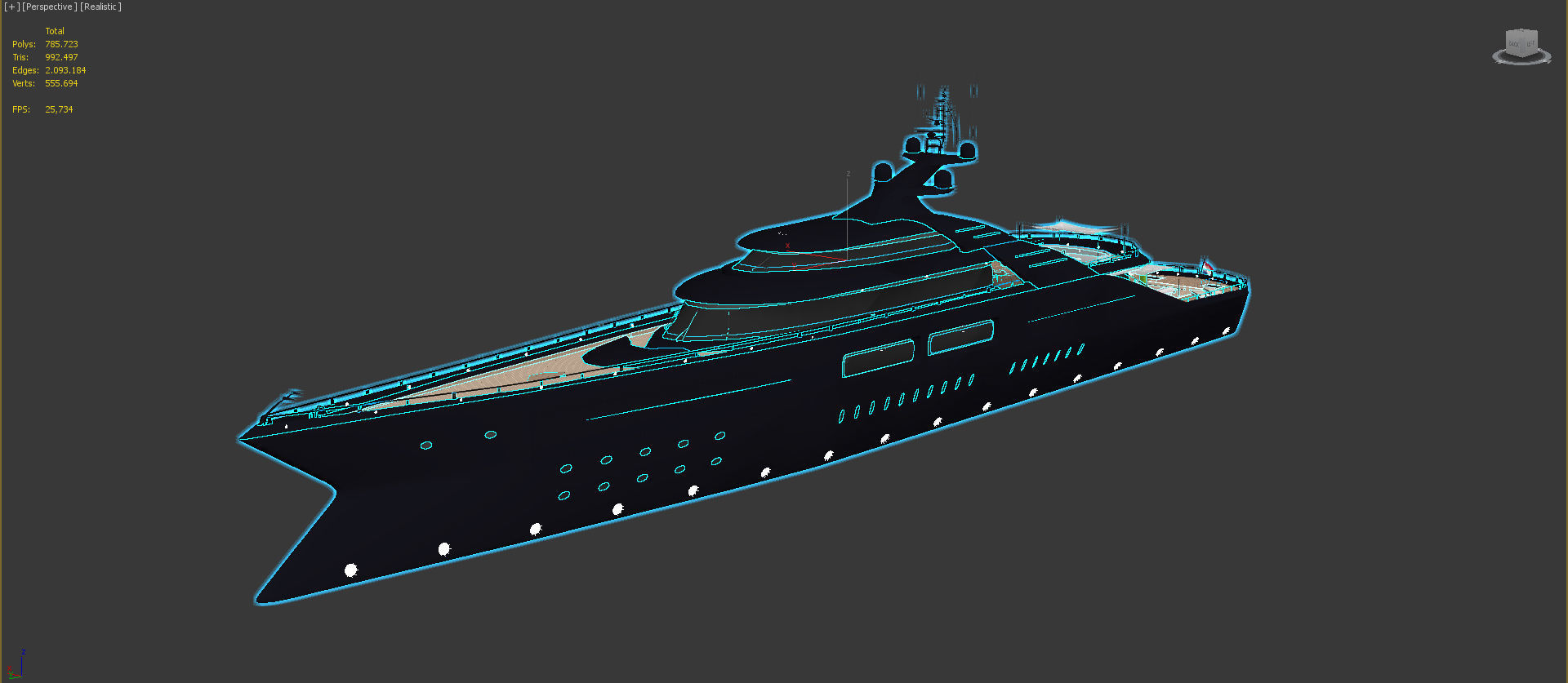 megayacht day and night scenes 3D model_9