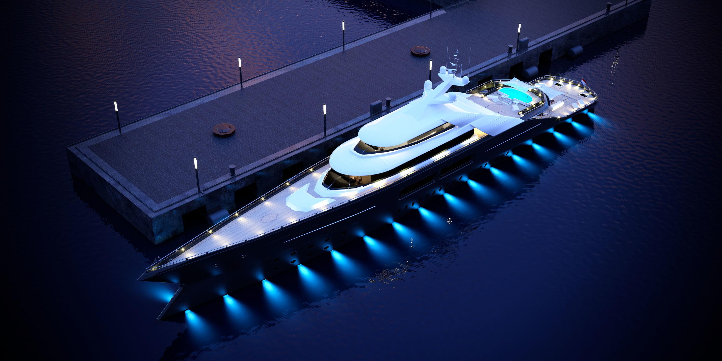 megayacht day and night scenes 3D model_2