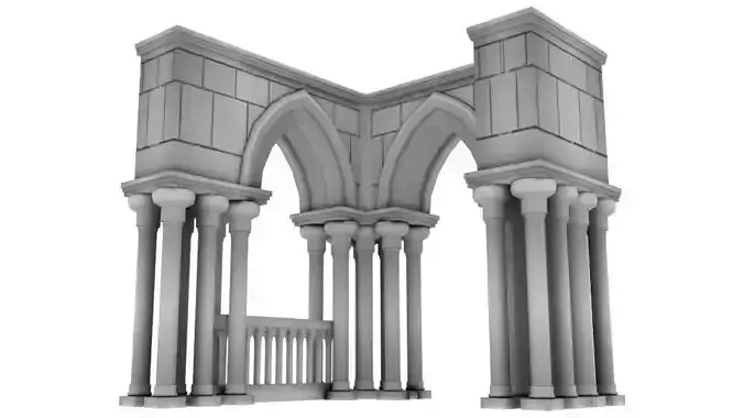Gothic arcades Low-poly 3D model