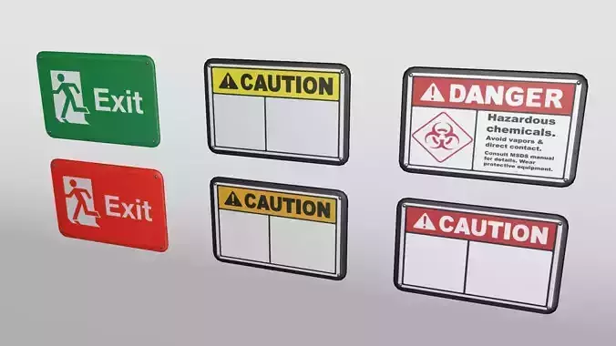 Curved Wall-Attached Sign Low-poly 3D model