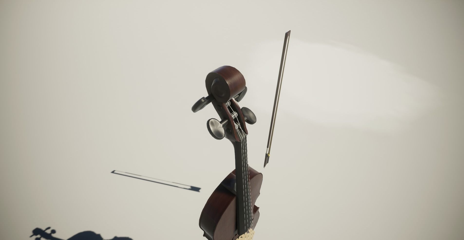 Violin model with bow Low-poly 3D model_14