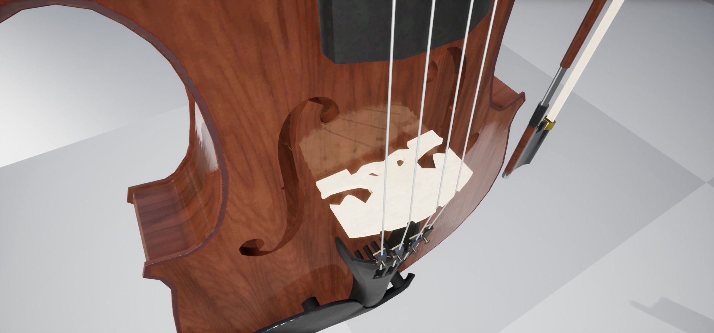 Violin model with bow Low-poly 3D model_9