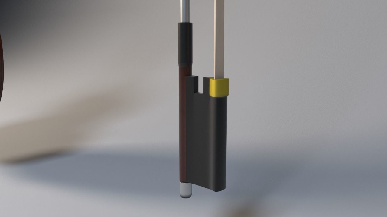 Violin model with bow Low-poly 3D model_5